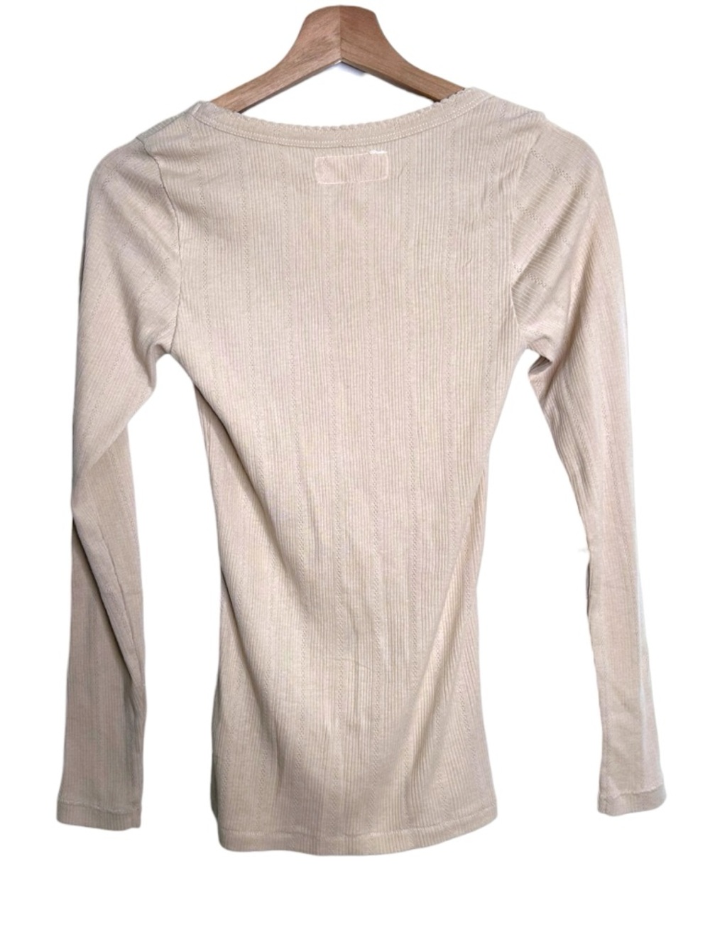The Great Sleep The Pointelle Sleep Long Sleeve Scoop Ballet Tee in Cement Sz XS - Picture 5 of 7